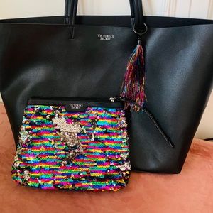 Victoria Secret tote with pouch and tassel ..